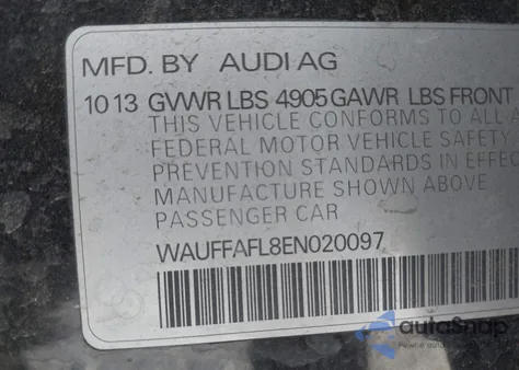 2014 Audi A4 2.0T Premium from USA, damaged, VIN WAUFFAFL8EN020097